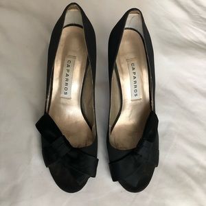 Caparros black satin peep toe pump - size 7
